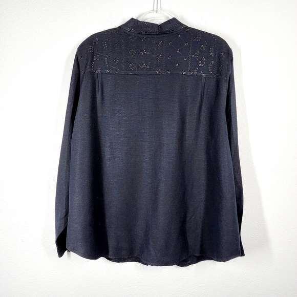 OUTFIT WOMAN LINEN BLEND EYELET BLOUSE - Picture 4 of 8